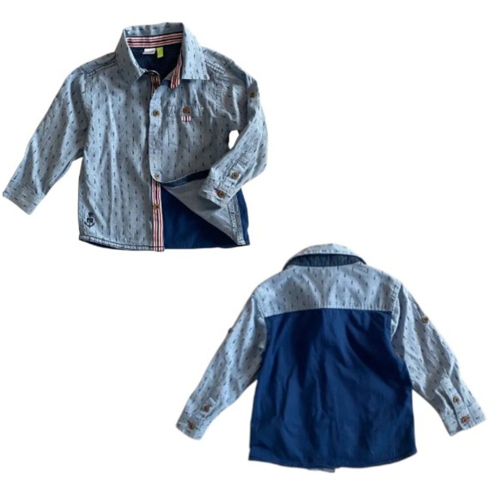 Nano Nautical Mini Fish Print Button Down Shirt size 18 Months